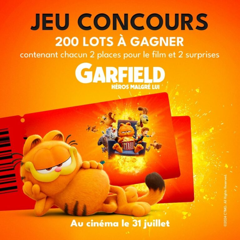 Gagne 2 places de cinéma et des super goodies du film Garfield : Héros malgré lui