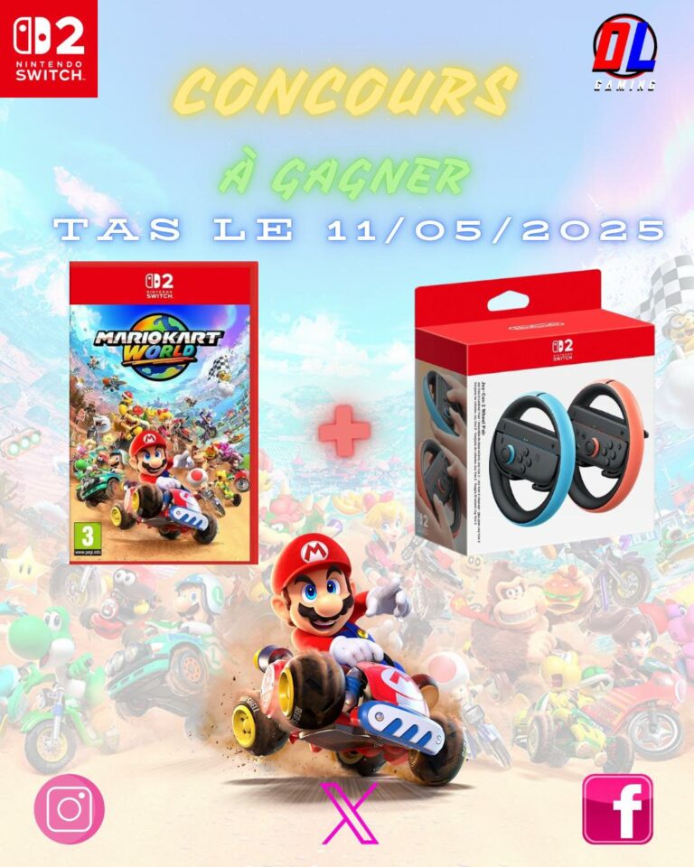 À gagner le jeu Mario Kart World en version boîte sur Nintendo Switch 2 + Volant Joy Con 2