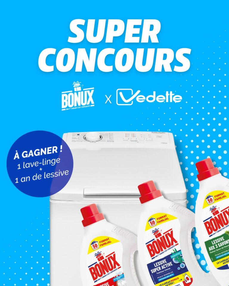 Gagnez 1 lave-linge Vedette + 1 an de lessive Bonux