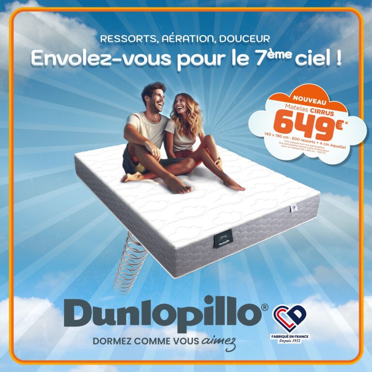 Gagnez le nouveau matelas Cirrus de Dunlopillo d’une valeur de 649€