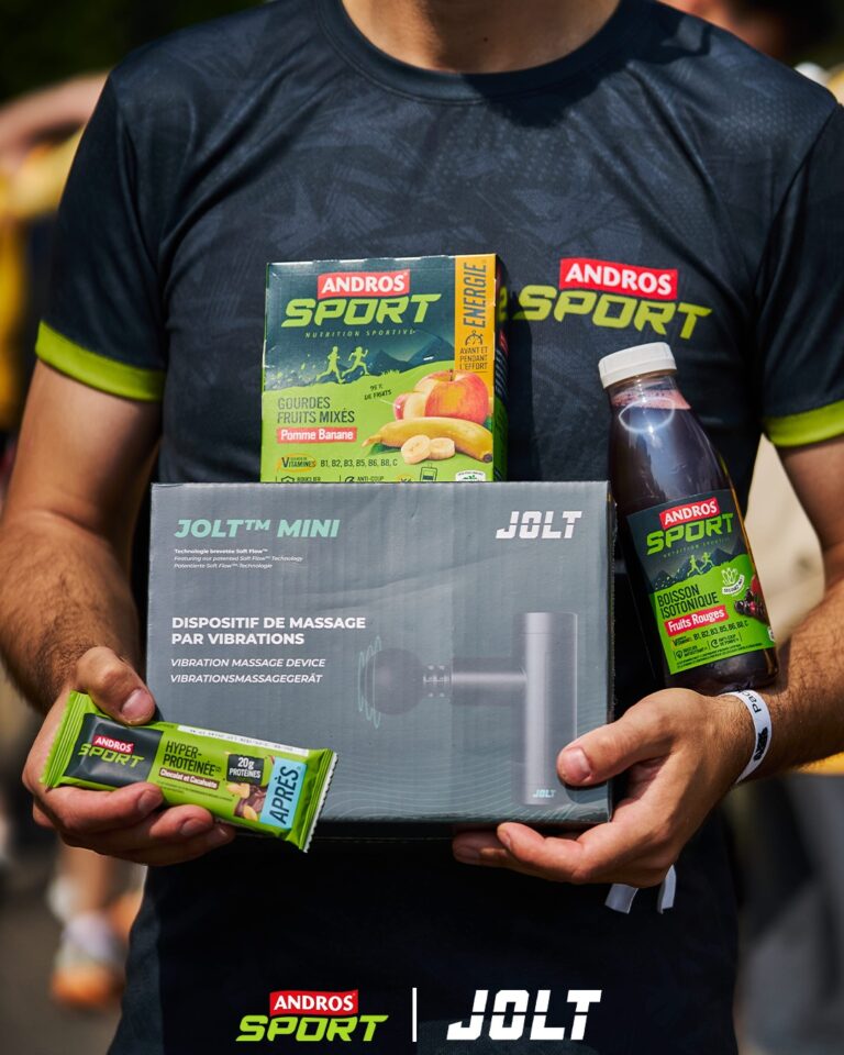 Gagnez un pistolet de massage JOLT mini + un pack de produits Andros Sport d’une valeur de 100€