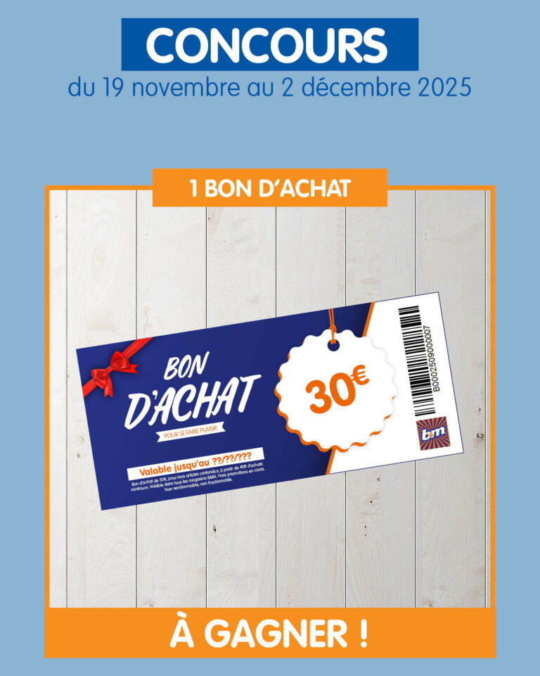 Envie de gagner 1 bon d’achat de 30€ ? C’est le moment de tenter ta chance !