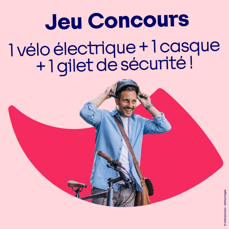 Tentez de gagner 1 vélo électrique, 1 casque & 1 gilet de sécurité !