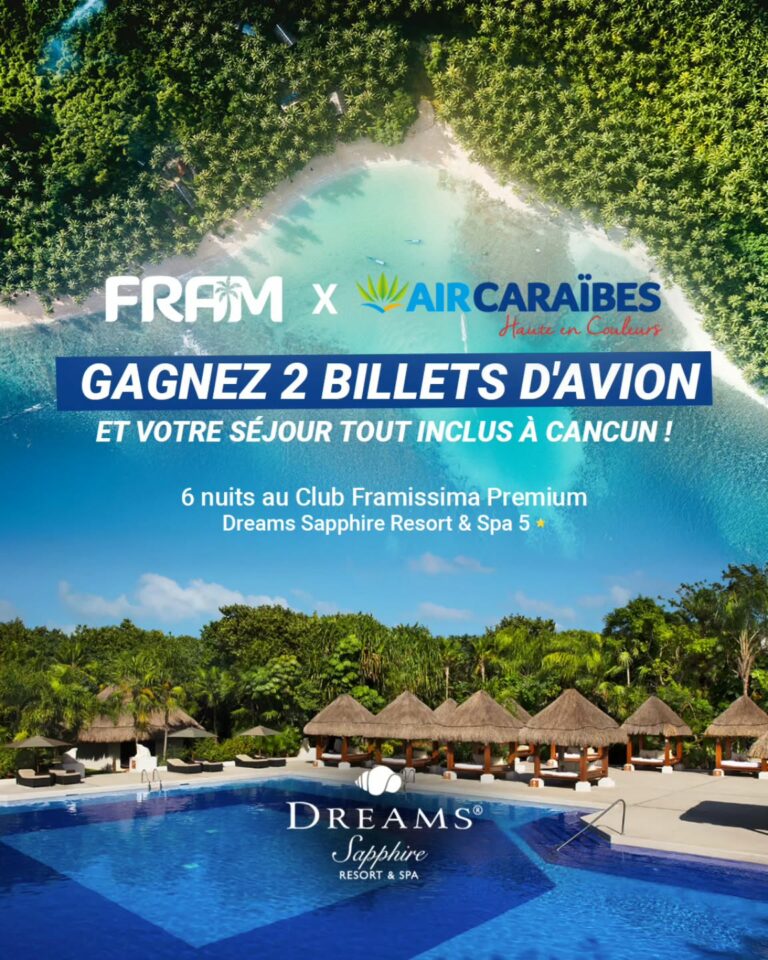 Gagnez 2 billets d’avion en classe soleil A/R pour Cancun !