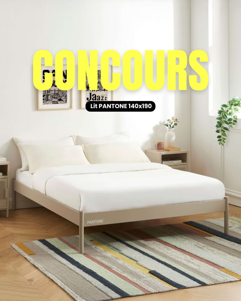 Gagnez notre lit PANTONE 140×190 en métal taupe