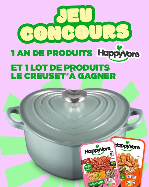 Gagnez 1 an de produits HappyVore et un lot de produits Le Creuset