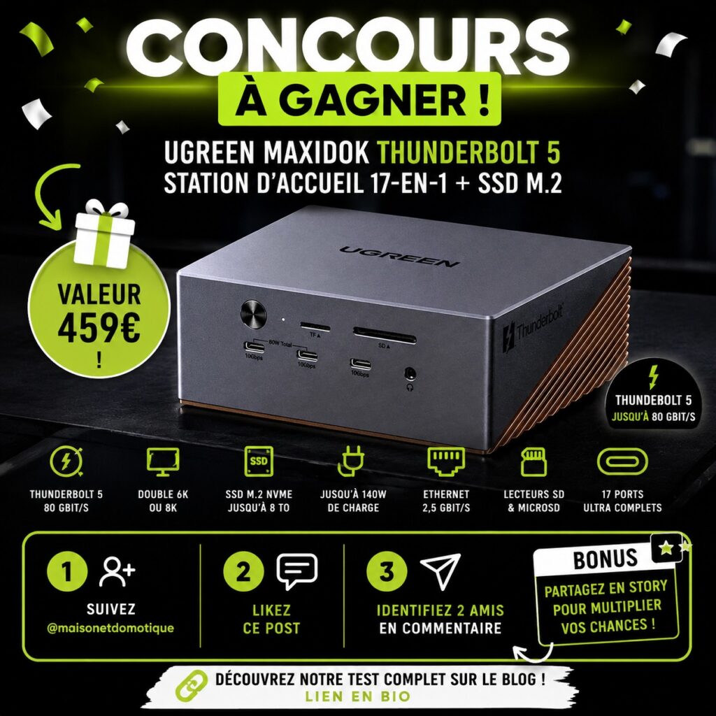 Gagnez la superbe station d’accueil UGREEN Maxidok Thunderbolt 5 17-en-1 d&rsquo;une valeur de 459€