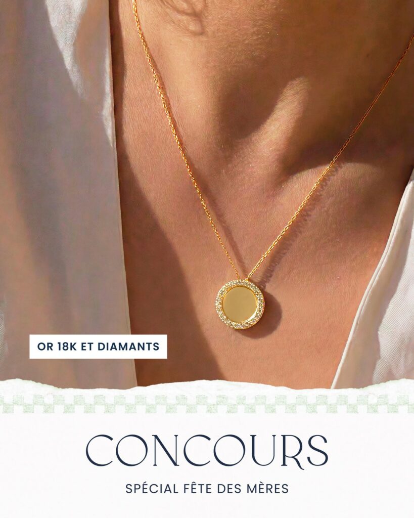 À l&rsquo;occasion de la Fête des Mères, Caplain Saint André a le plaisir de vous offrir ce magnifique collier Jeton en or jaune 18K 750 millièmes, serti de diamants
