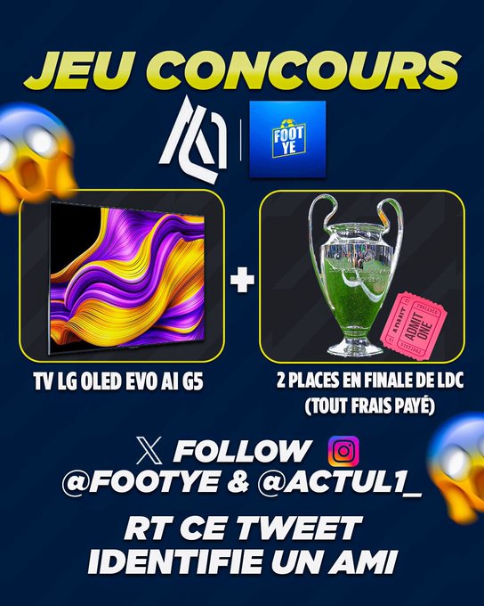 Gagnez un TV LG OLED Evo AI G5 + places pour la finale de la Ligue des Champions