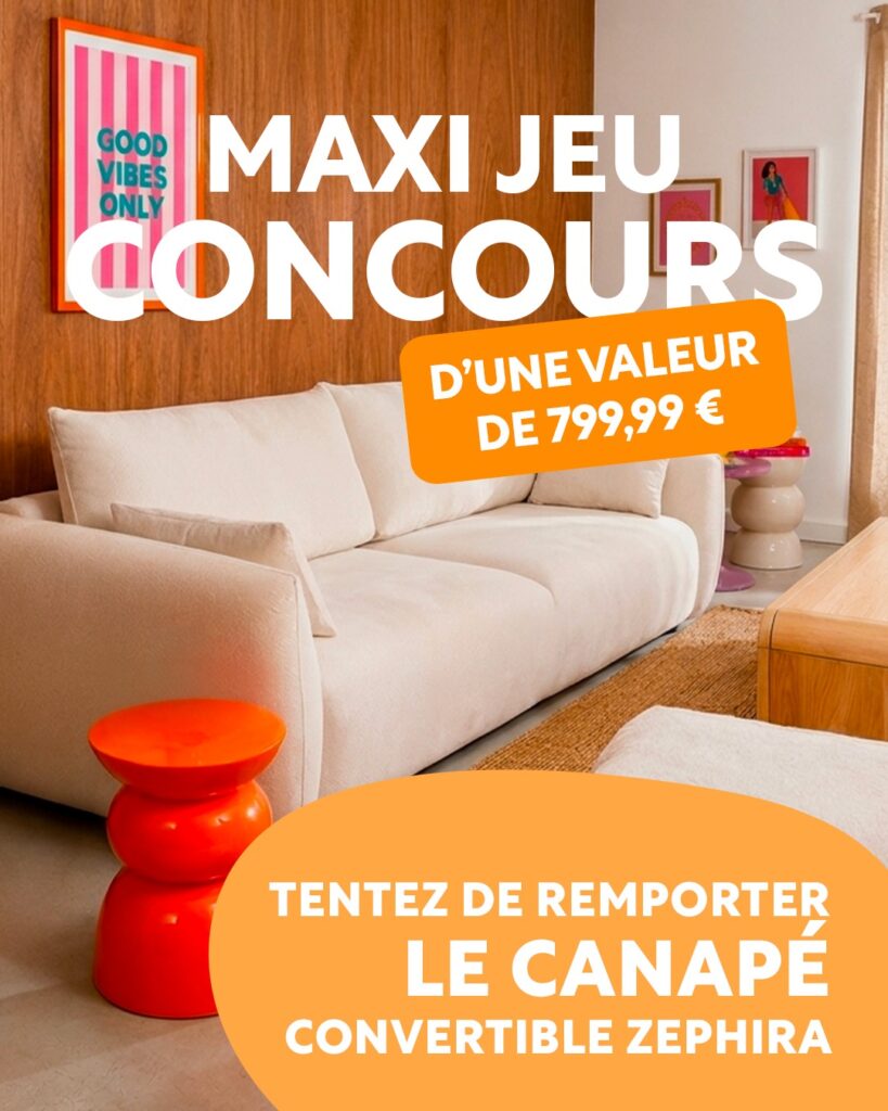 Tentez de remporter ce canapé convertible zephira, aussi tendance que confortable !