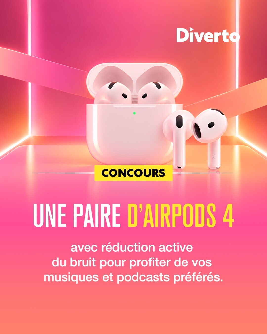 Gagnez une paire d&rsquo;Apple AirPods 4 avec réduction active du bruit.