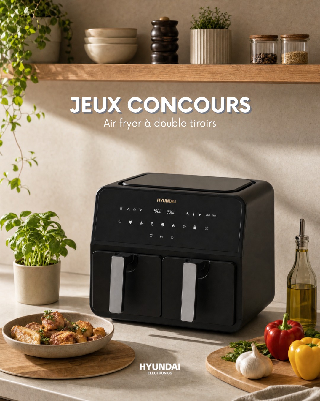 Gagnez l&rsquo;Air fryer HYUNDAI AIR-COOK à double tiroir !