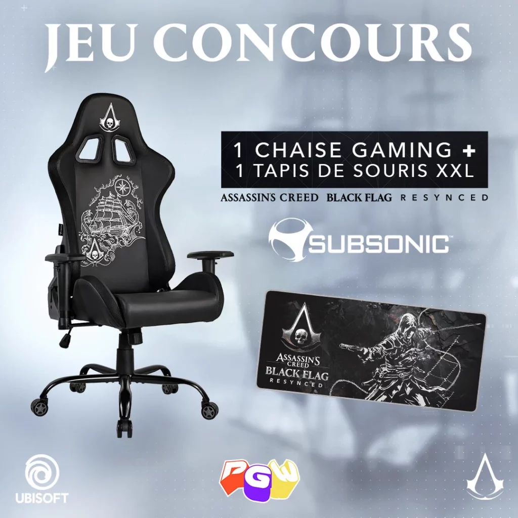 Gagnez une chaise gaming et un tapis de souris Subsonic x Assassin&rsquo;s Creed Black Flag Resynced